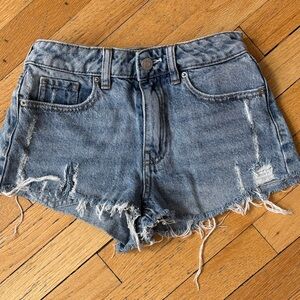 PacSun Blue Frayed Hem Jean Shorts